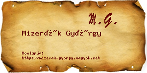 Mizerák György névjegykártya